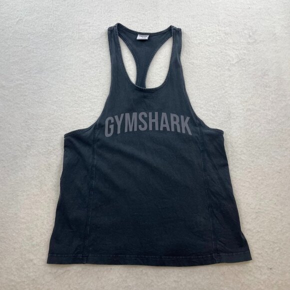 Gymshark Tank Top Men's Stringer Workout Power Washed Black Sleeveless Size S - Picture 2 of 8